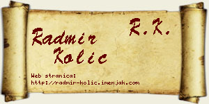 Radmir Kolić vizit kartica